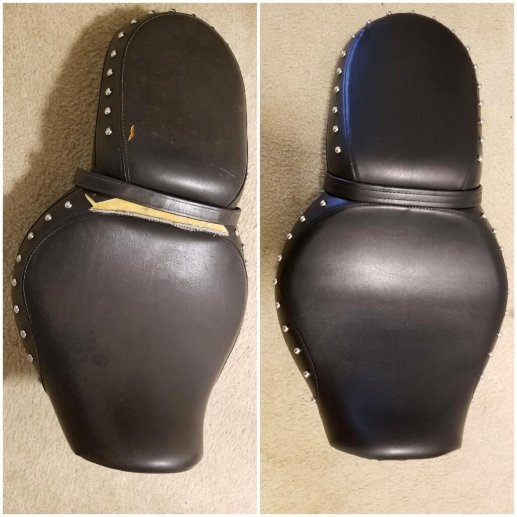 motorcycle seat repair before and after of motorcycle seat upholstery repair and replace
